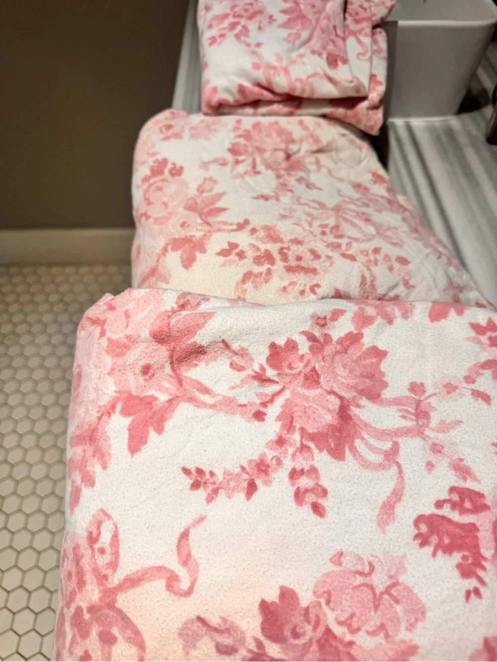 LoveShackFancy Pink and Floral Flannel Sheet Set